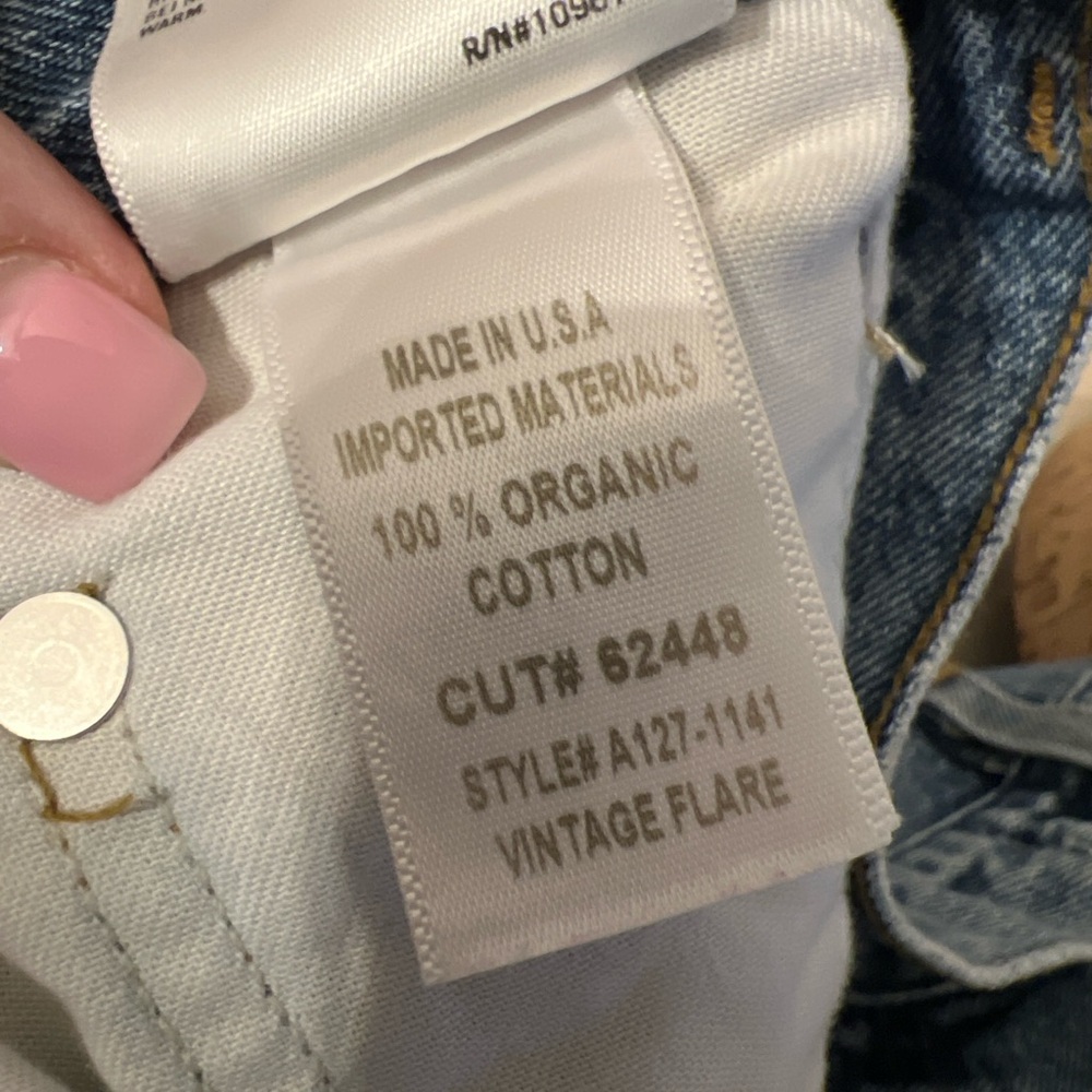 AGOLDE Vintage Flare Jeans A127-1141 High Rise Organic Cotton Made in USA - Picture 8 of 9